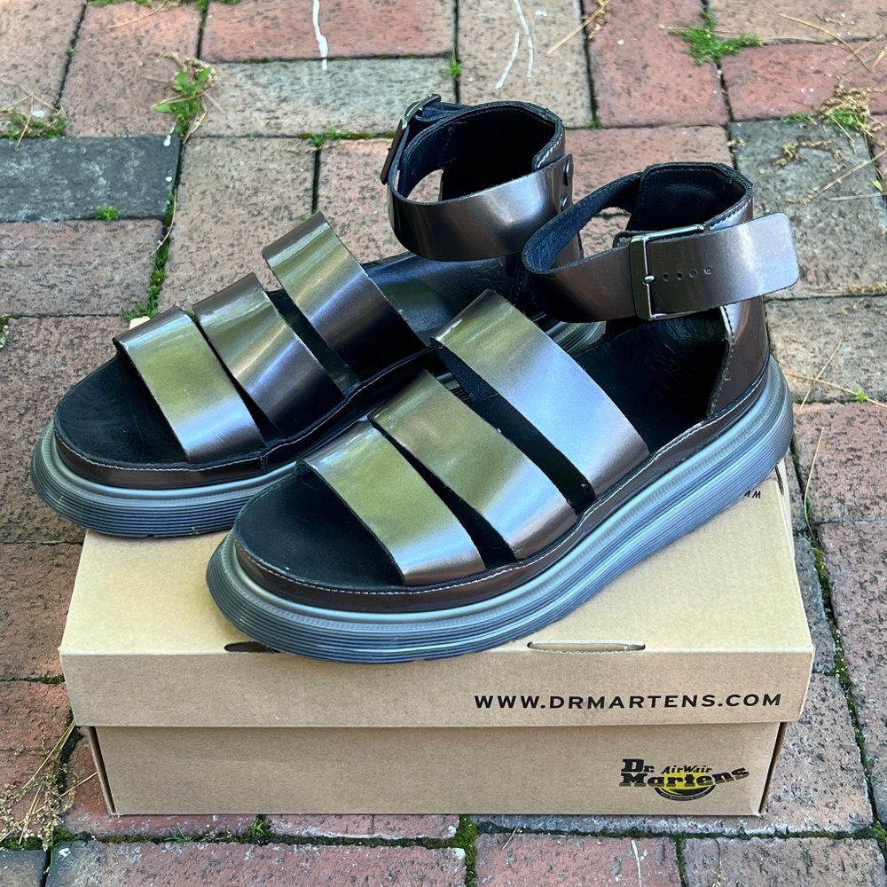 Women's Dr. Martens Clarissa Leather Sandal in Pewter 